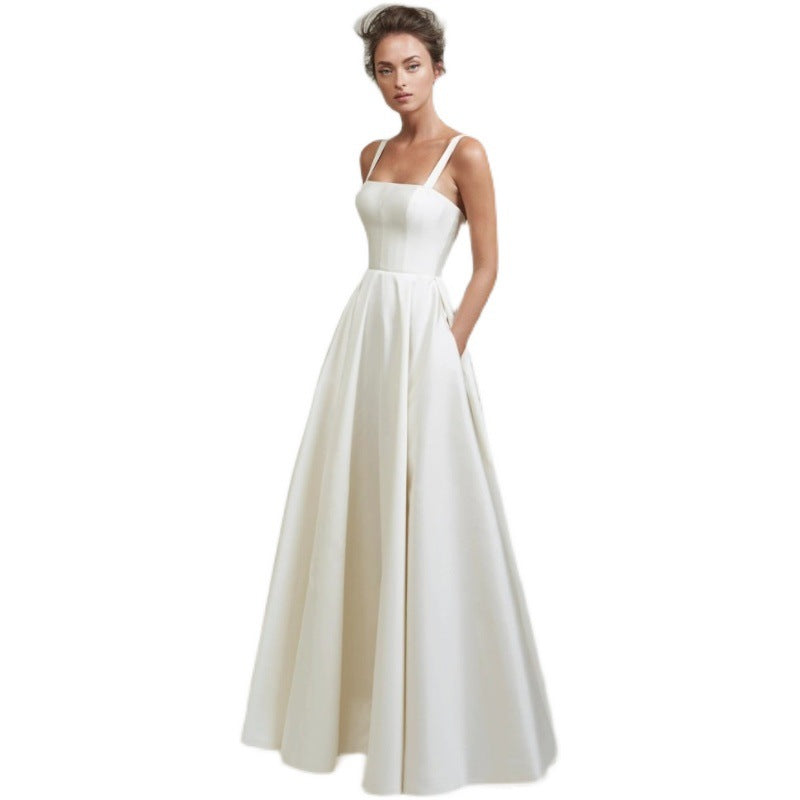 Strap Satin Light Wedding Dress