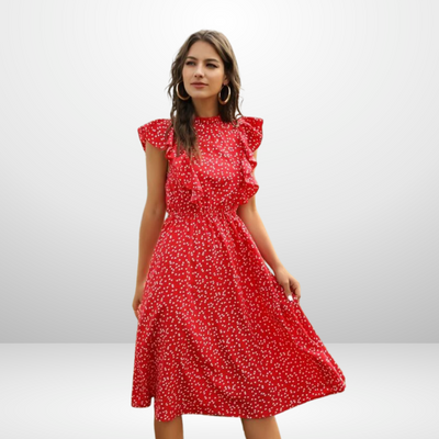 Confetti Heart Print Butterfly Sleeve Dress