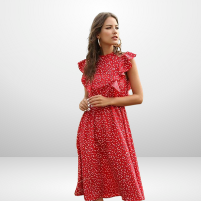 Confetti Heart Print Butterfly Sleeve Dress