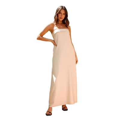 Chest-wrapped Satin Maxi Dress